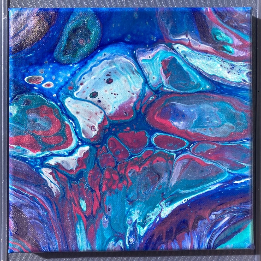 Cosmic Mystery I 8"x8" Painting by Color Fluent Art (Blue/Pink/Purple/White)